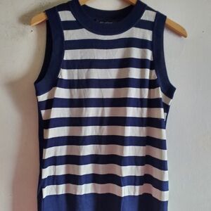 St. John Navy and White Striped Sleeveless Knit Top